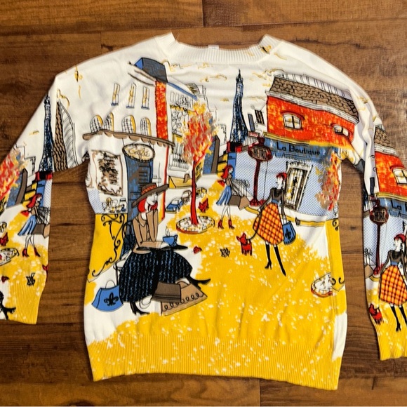 Clotheshead • X-Large • Multi-Colors W/ Women Shopping In Paris/ Studded Sweater - Picture 12 of 16